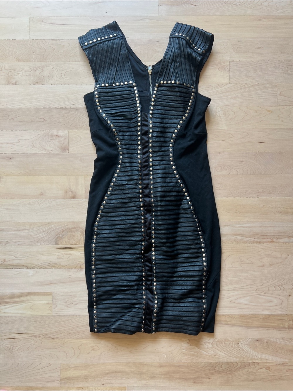 Black Studded Bodycon Dress - Women's Evening Dress